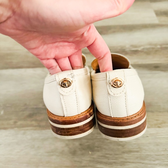 Coach Womens White Indigo Crossgrain Leather Loafers US 6 - Picture 4 of 6